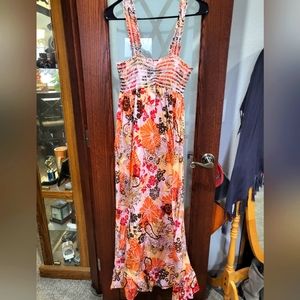 Multi colored. Floral tropical print maxi dress